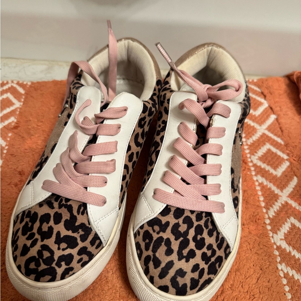 Very G Leopard Print Sneakers with Pink Accents